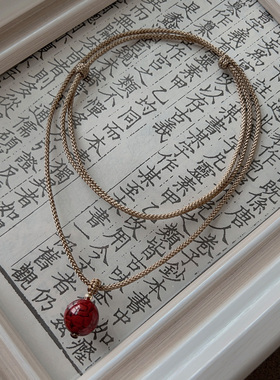 「燃」原创设计高晶体朱砂14K包金国风小众红色项链女生礼物本命