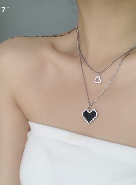 原创设计马赛克爱心叠ins吊坠