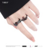 Dark Retro Blood Moon Liquid Irregular Couple Ring