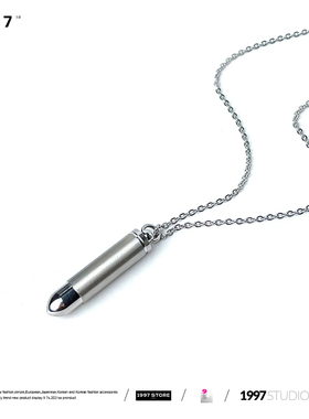 可储物子弹头钛钢项链男