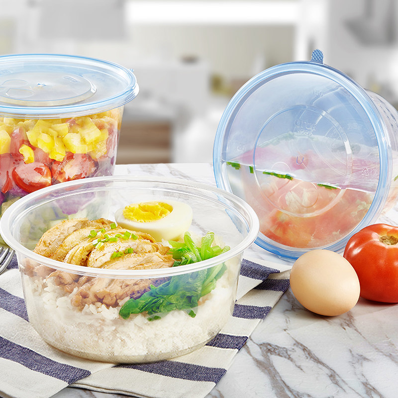 喇叭花一次性餐盒圆盒一次性塑料碗打包饭盒圆汤碗透明带盖便当盒,淘宝优惠券,粉丝福利购,淘宝优惠卷