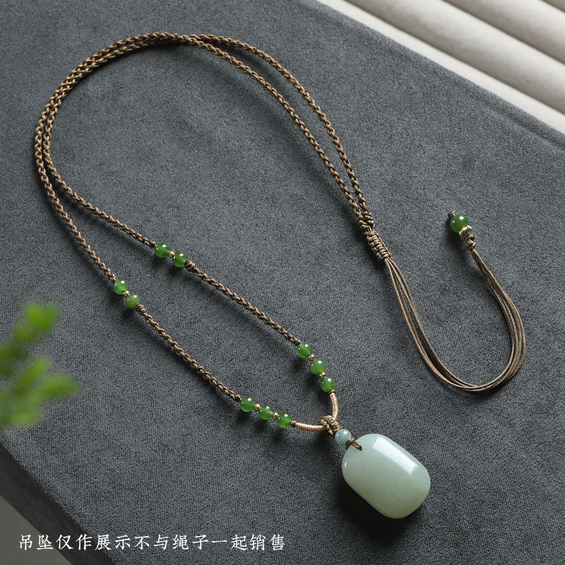 手工编织翡翠玉坠玉佩平安扣挂件锁骨链绳项链绳黄金编绳吊坠挂绳 - 图3