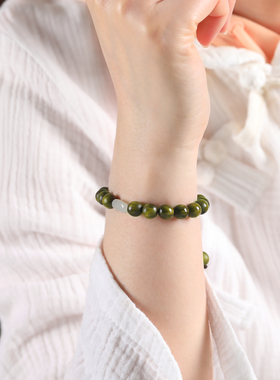 绿檀木手串和田玉手链男女檀香木