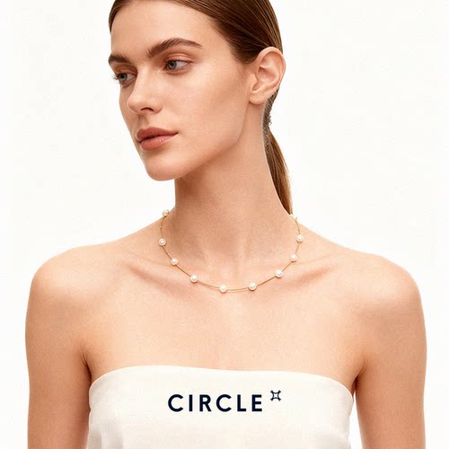 CIRCLE珠宝满天星极光天然淡水珍珠项链女款小众高级感叠戴锁骨链 - 图3