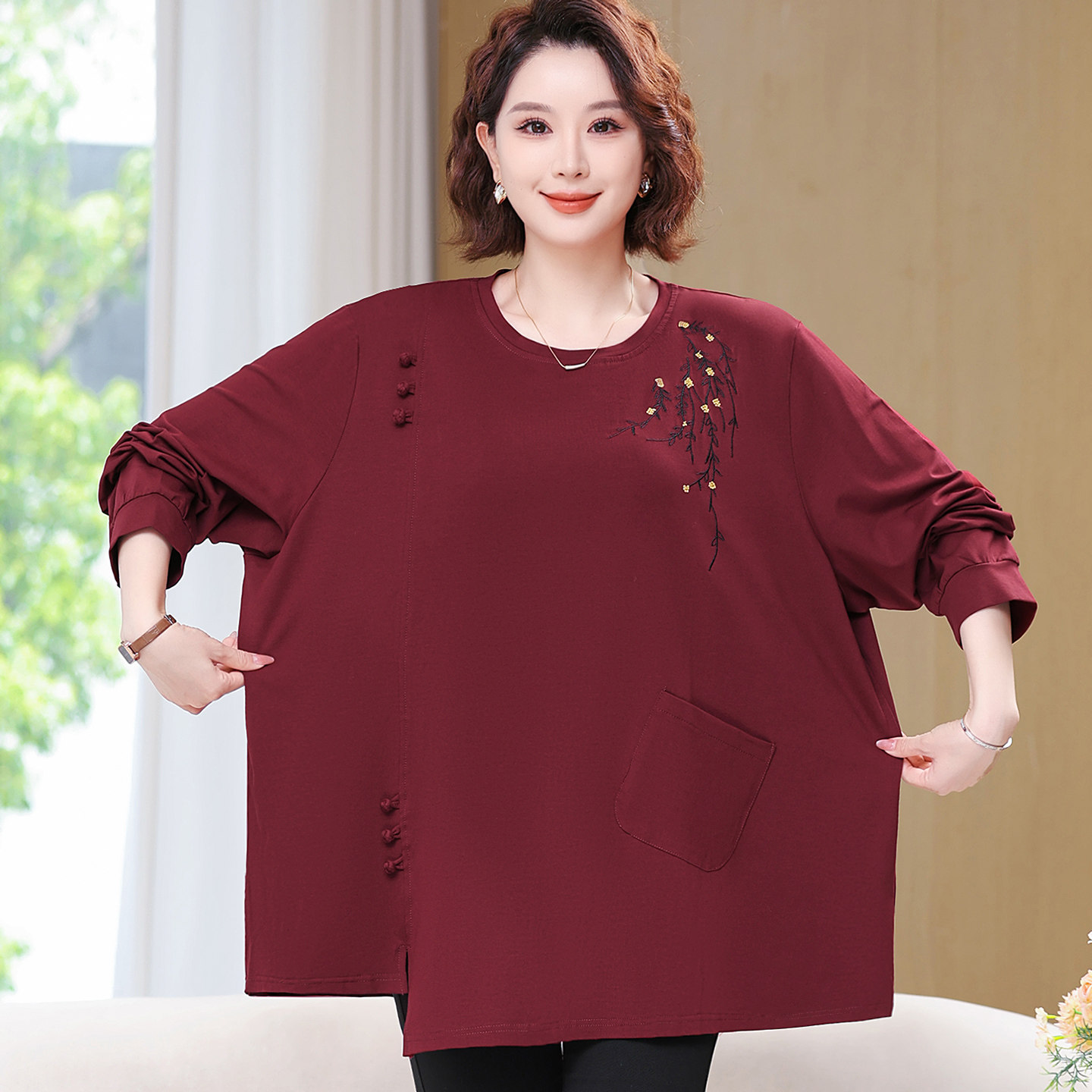 200斤胖妈妈装春季长袖T恤新款中老年女装宽松大码纯棉上衣打底衫,淘宝优惠券,粉丝福利购,淘宝优惠卷
