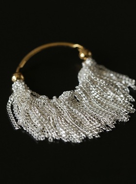 多层银河流苏戒指925银瀑布编织浪漫手工戒指