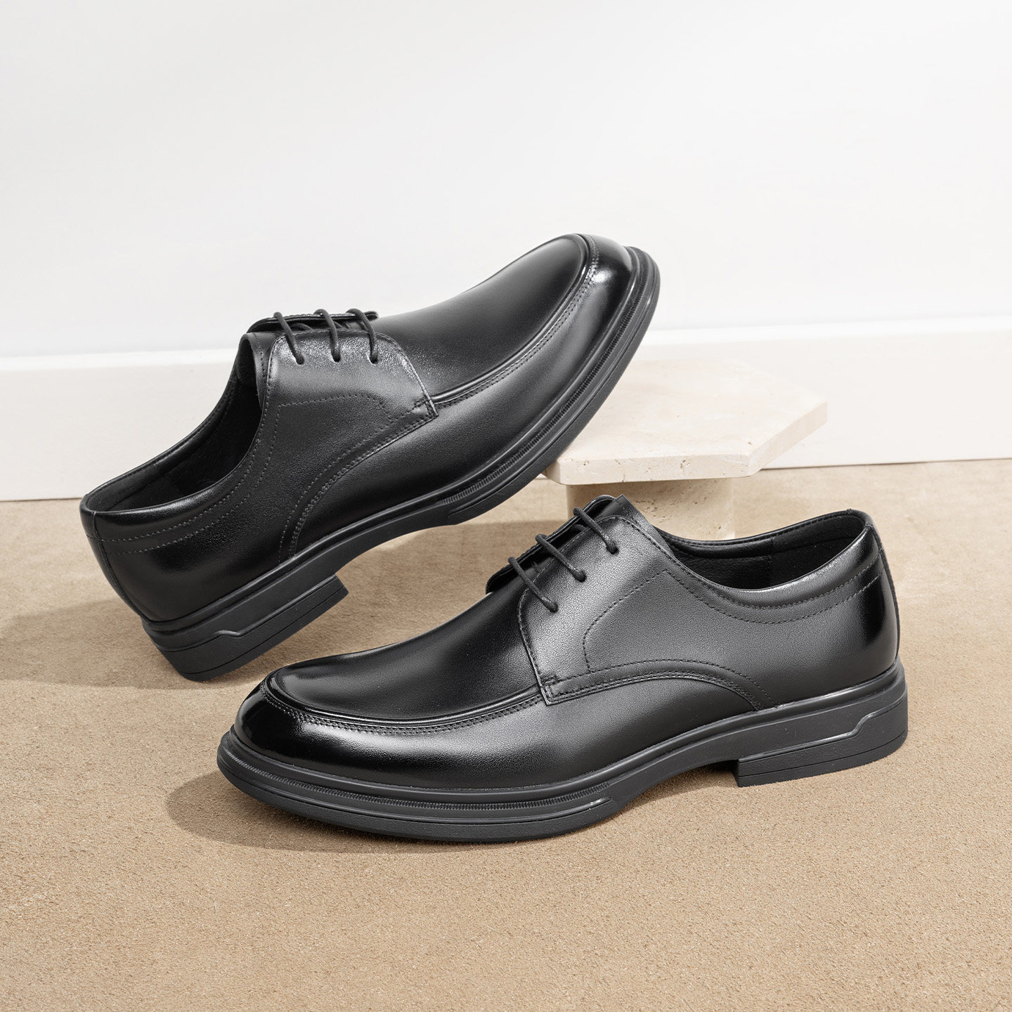 Aokang Men's Shoes 2026 Autumn New Genuine Leather Business Formal Non-Slip Wear-Resistant Office Lace-up Leather Shoes for Office Workers