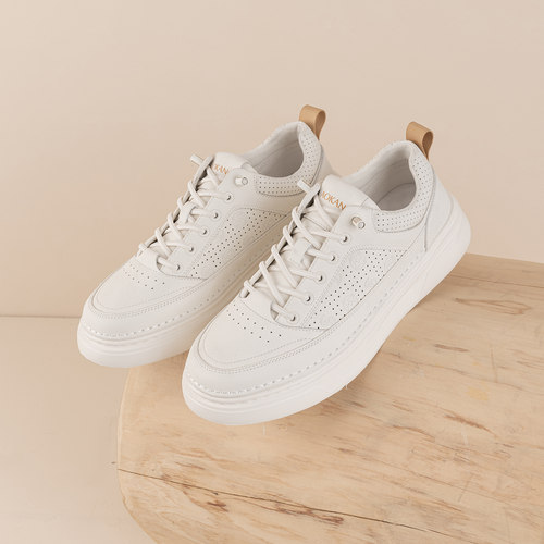 奥康 男鞋春季板鞋时尚小白鞋耐磨潮流日常百搭套脚休闲皮鞋 - 图2