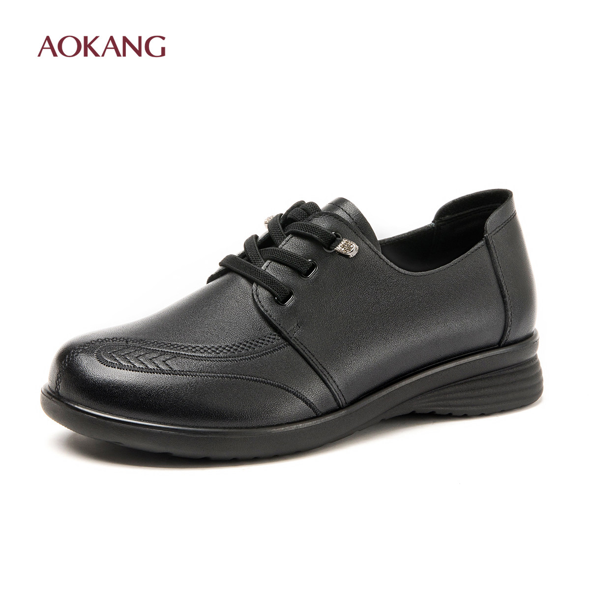 奥康 女鞋2026春季新款真皮舒适单鞋系带通勤皮鞋女中老年妈妈鞋N,淘宝优惠券,粉丝福利购,淘宝优惠卷