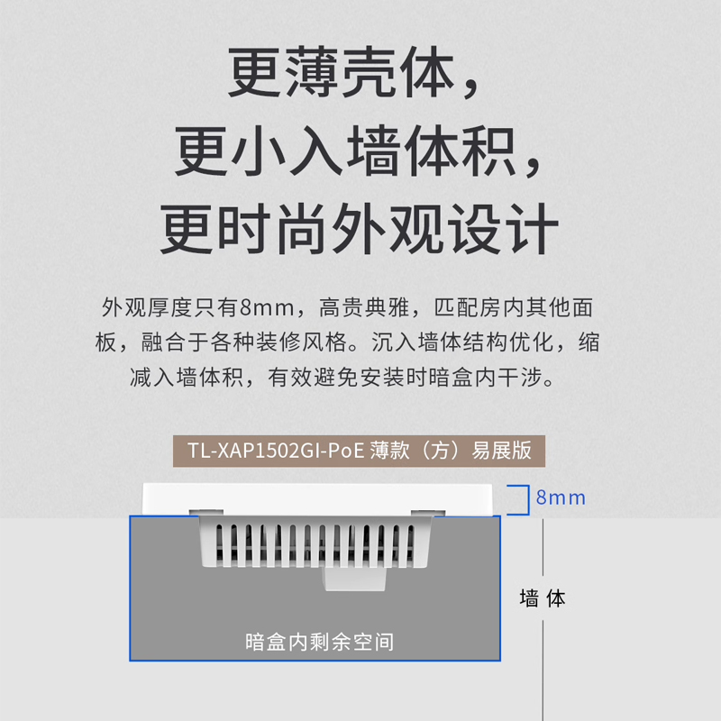 TP-LINK无线ap面板wifi6千兆双频AX1500家用全屋网络覆盖套装墙壁式路由器POE供电AC大户型组网XAP1502GI-PoE - 图2