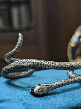 欧美vintage复古做旧开口纹理蛇形手镯夸张个性男女款生肖手环潮