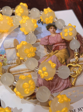 中古vintage法式复古磨砂透明花瓣蛋糕琉璃项链女甜美气质锁骨链