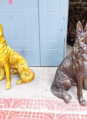 纯铜摆件牧羊犬装饰品定做大狼狗