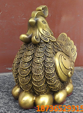 纯铜生财工艺摆件母鸡生肖元宝鸡