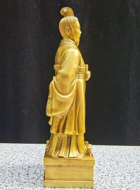 纯铜范蠡铜像兴商文财神陶朱公站像招财摆件风水铜器装饰黄铜范蠡