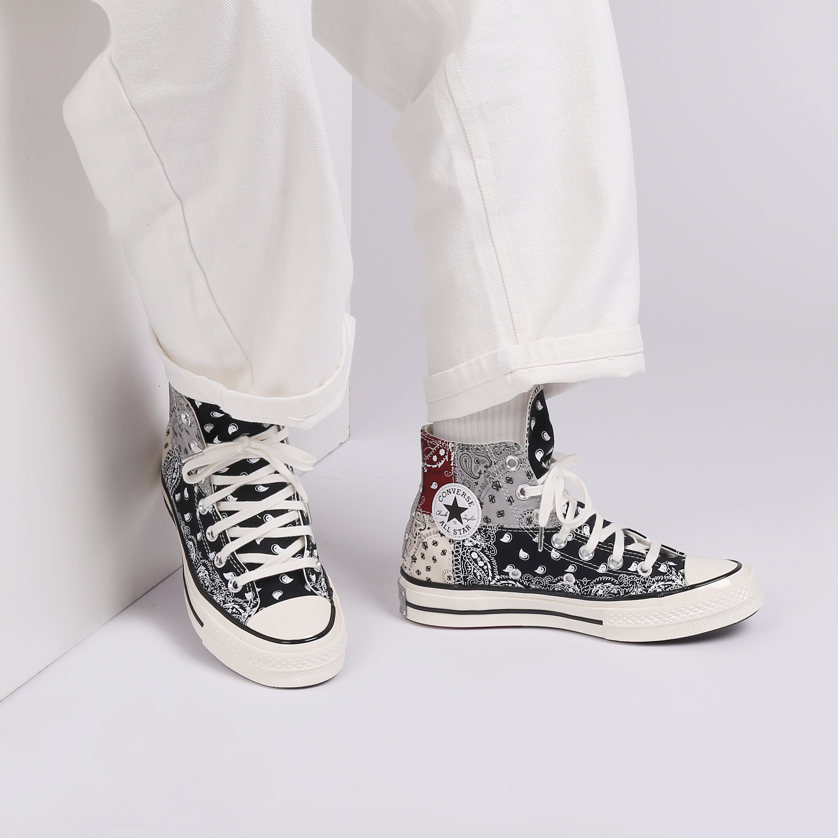 converse匡威1970s拼接腰果花男女情侣高帮帆布鞋169880c 169881c