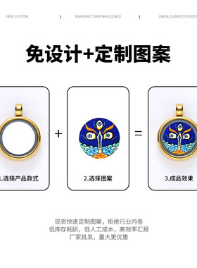迷你立体唐卡大黑天绿度母精致吊坠配饰手绘擦擦项链平安扣朱砂