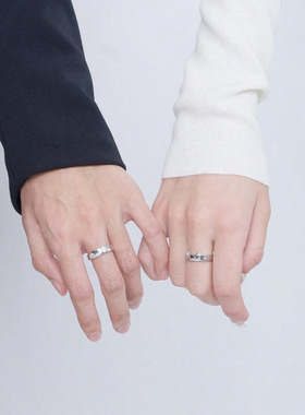 【银屿】s999纯银戒指欢喜猫咪夜光情侣对戒创意独特猫狗开口指环