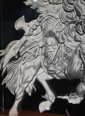 关公浮雕摆件水晶内雕镇宅招财