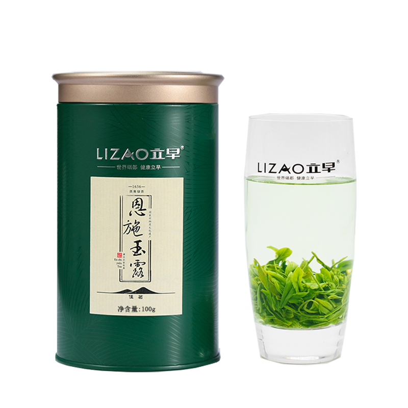 湖北恩施玉露2024春茶明前新茶特级嫩芽蒸青含硒绿茶100g包装罐装-图0