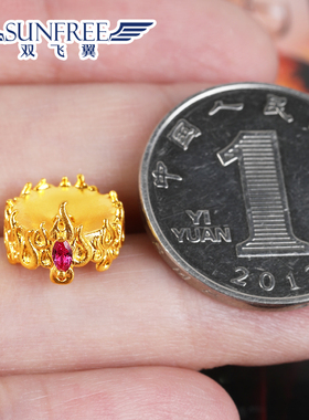 双飞翼男女足金卡环古法加厚镶嵌