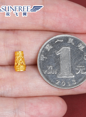 黄金古法加厚镂空弟子珠配件足金999文玩DIY长串手链吊坠尾坠男女