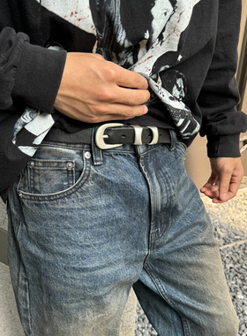 头层牛皮哑光镀银皮带