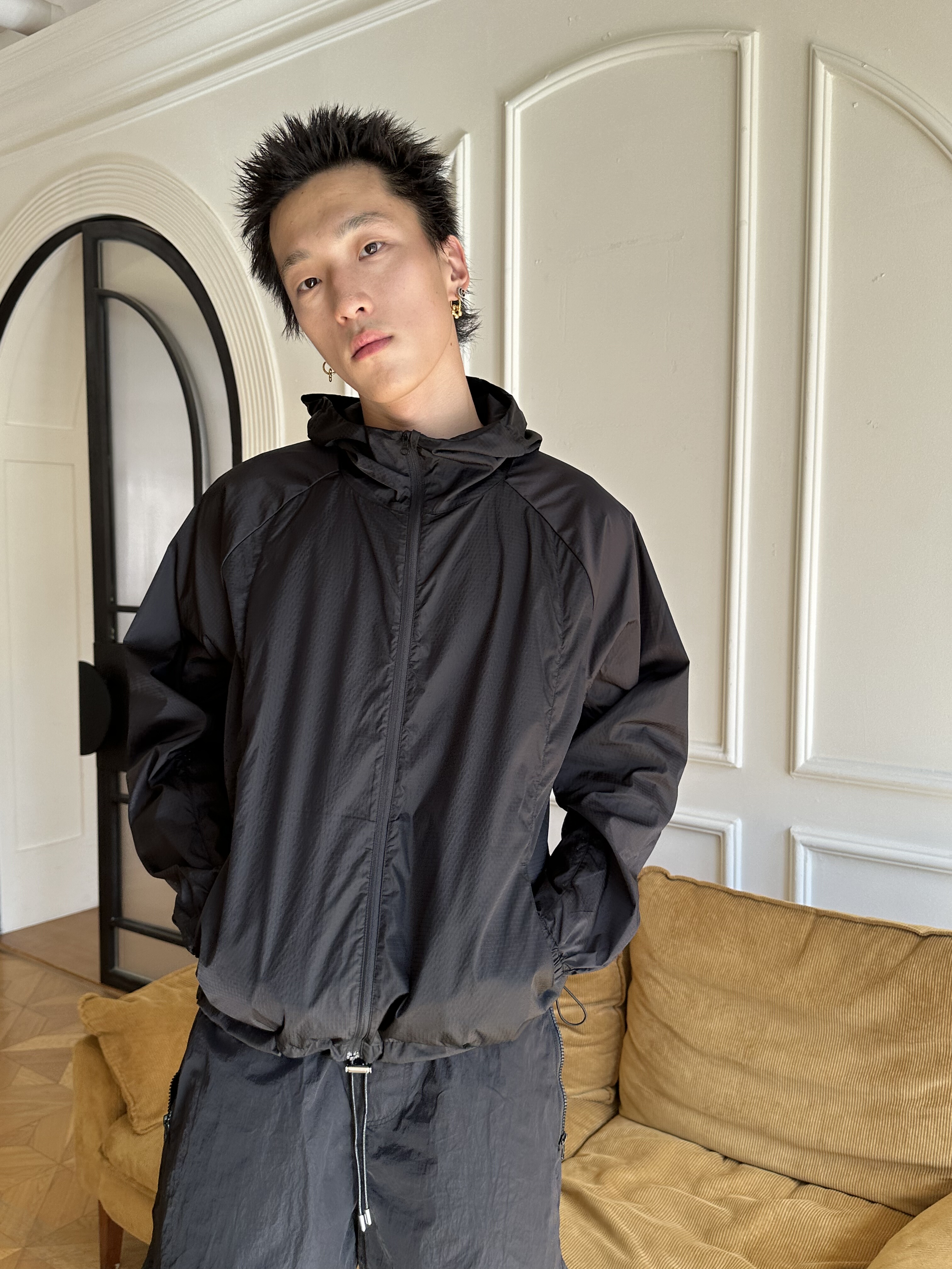 haonanhuang 定织硬核户外机能网眼速干透气轻薄拼接皮肤衣外套 - 图0