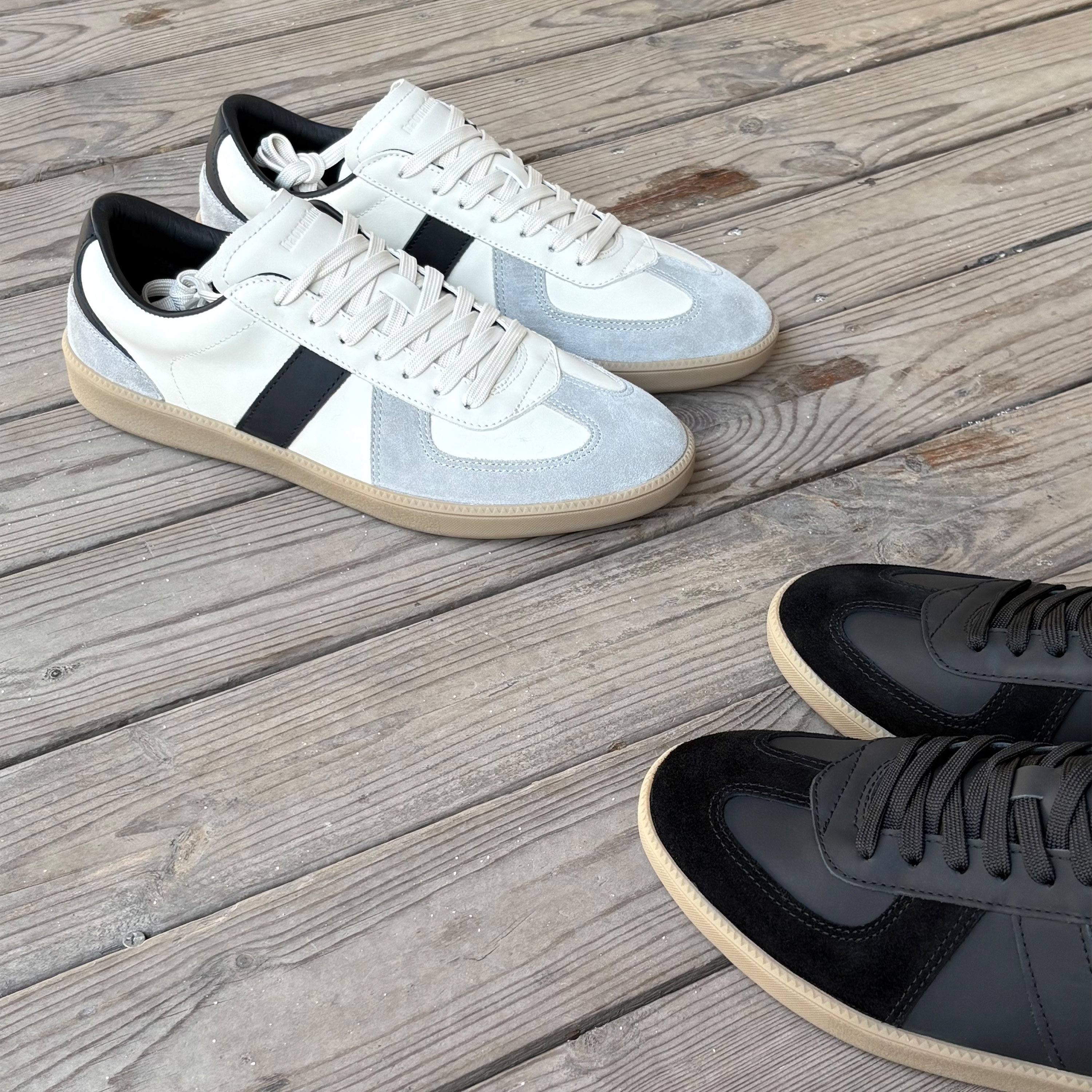 haonanhuang 经典100%牛皮牛反绒拼皮欧索莱休闲复古德训鞋,淘宝优惠券,粉丝福利购,淘宝优惠卷