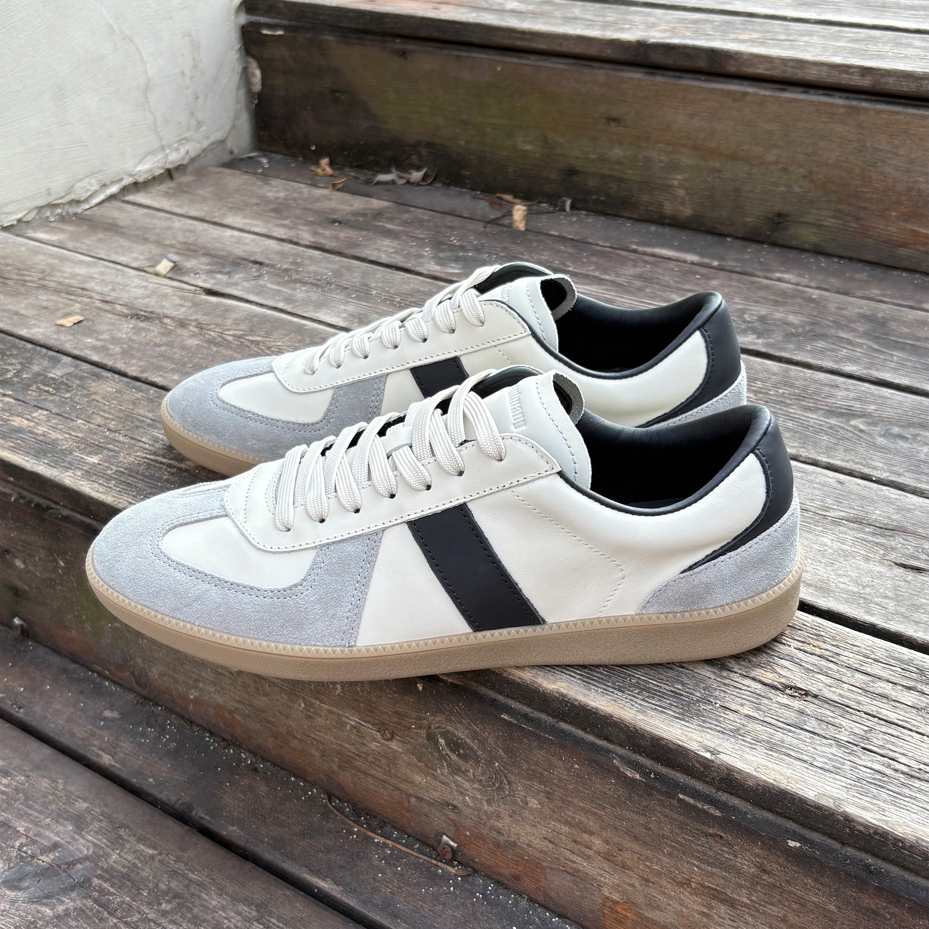 haonanhuang 经典100%牛皮牛反绒拼皮欧索莱休闲复古德训鞋,淘宝优惠券,粉丝福利购,淘宝优惠卷