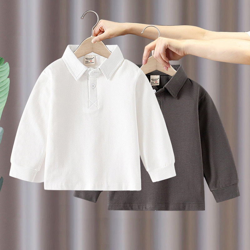 男童长袖POLO衫2025春季新款儿童纯色棉质休闲T恤打底衫上衣洋气,淘宝优惠券,粉丝福利购,淘宝优惠卷