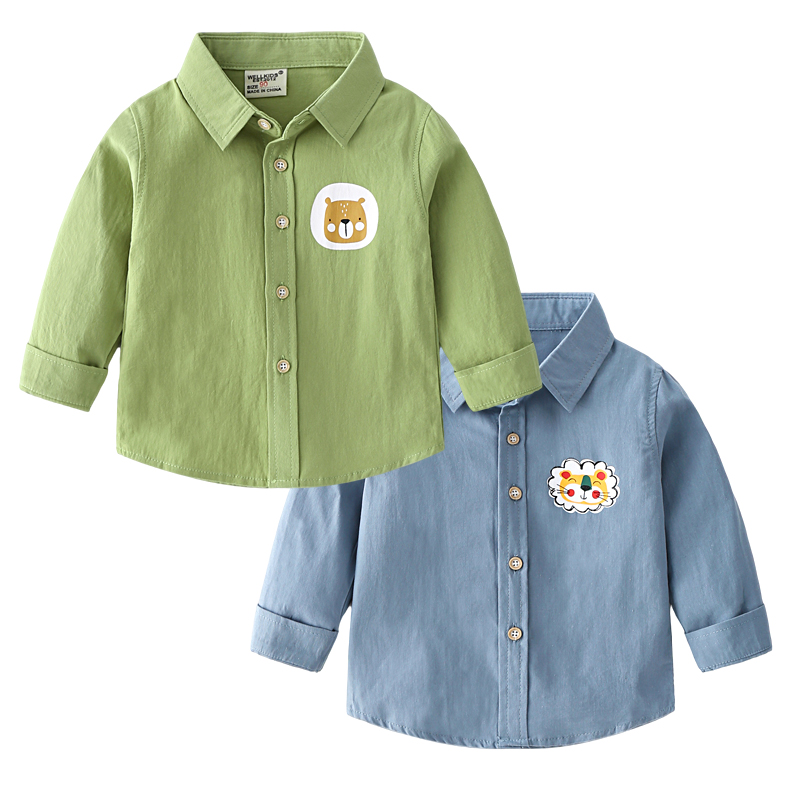 Shipping insurance included, boys' pure cotton long-sleeved shirt