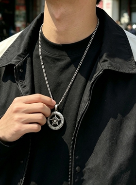 复古双面车轮胎吊坠项链男士嘻哈