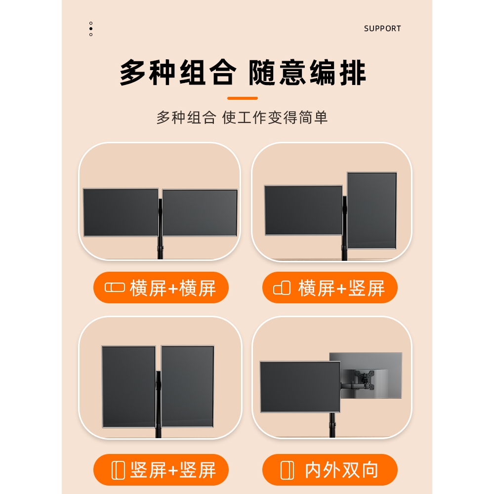 Ergotron爱格升双屏显示器支架一拖二电脑桌面屏幕机械增高架升降 - 图3