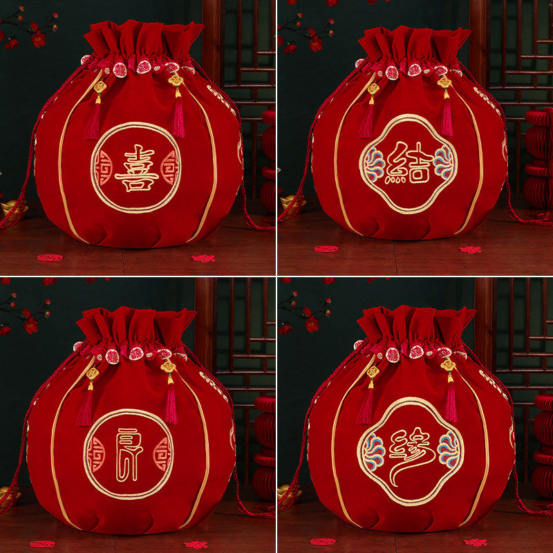结婚聚宝盆袋喜盆红色包裹布新娘女方娘家陪嫁包袱皮婚庆用品大全,淘宝优惠券,粉丝福利购,淘宝优惠卷