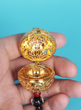 西安博物馆同款唐葡萄花鸟纹银香囊汉服车挂西安文创纪念品贵妃