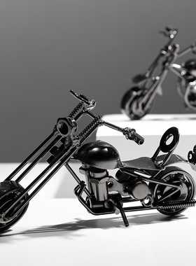 摆设复古风摩托车书桌面小摆件