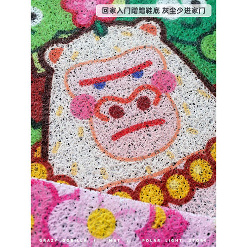 极光士多原创繁花青松巨猩创意入户门地垫丝圈地垫可裁剪除尘脚垫 - 图1