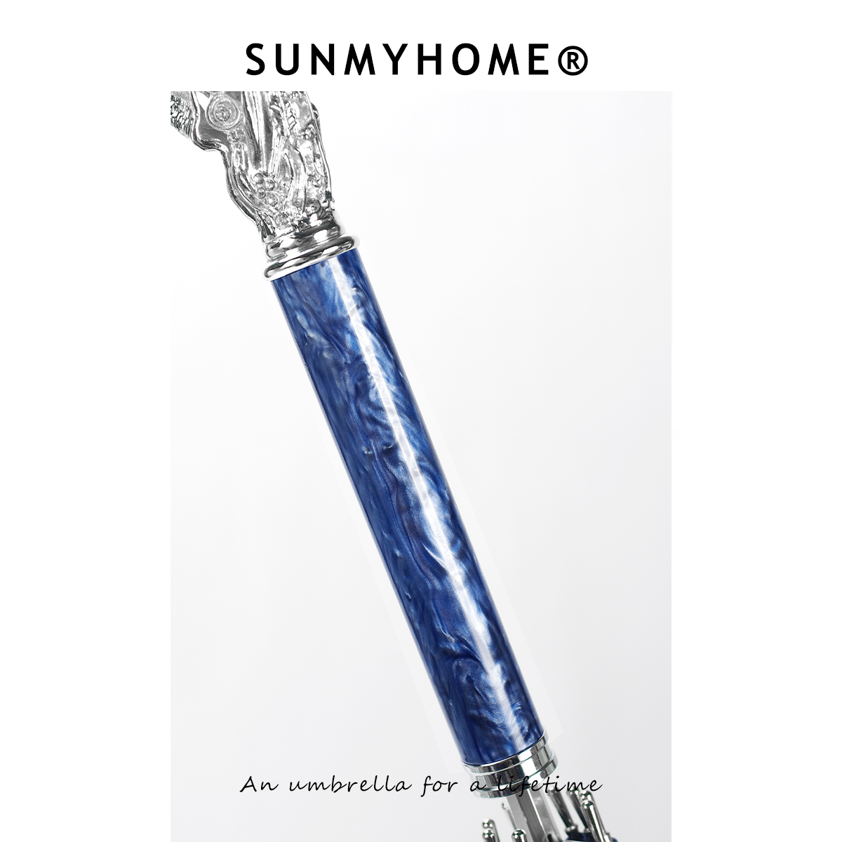 SUNMYHOME®蓝色星河满天星宝石长柄晴雨伞男绅士复古自动商务伞