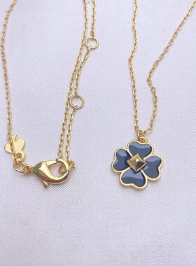 珐琅彩四叶草简约个性百搭项链