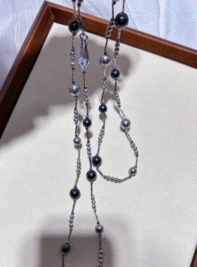 母贝仿珍珠大小间隔花式毛衣链