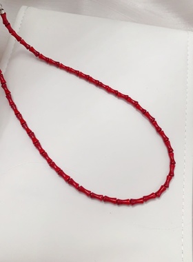 南洋母贝中国红竹节锁骨项链颈链 吉祥好寓意 时尚精致气质送女友