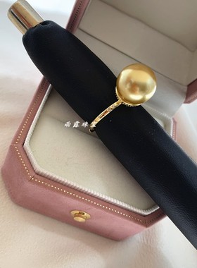 母贝珍珠茶金色纯银镀金复古戒指