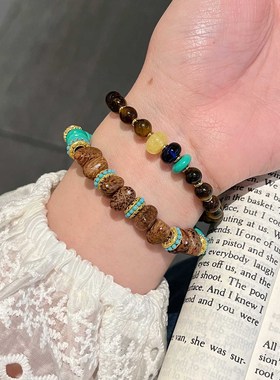 古风复古梨花木虎眼石小恶魔手串