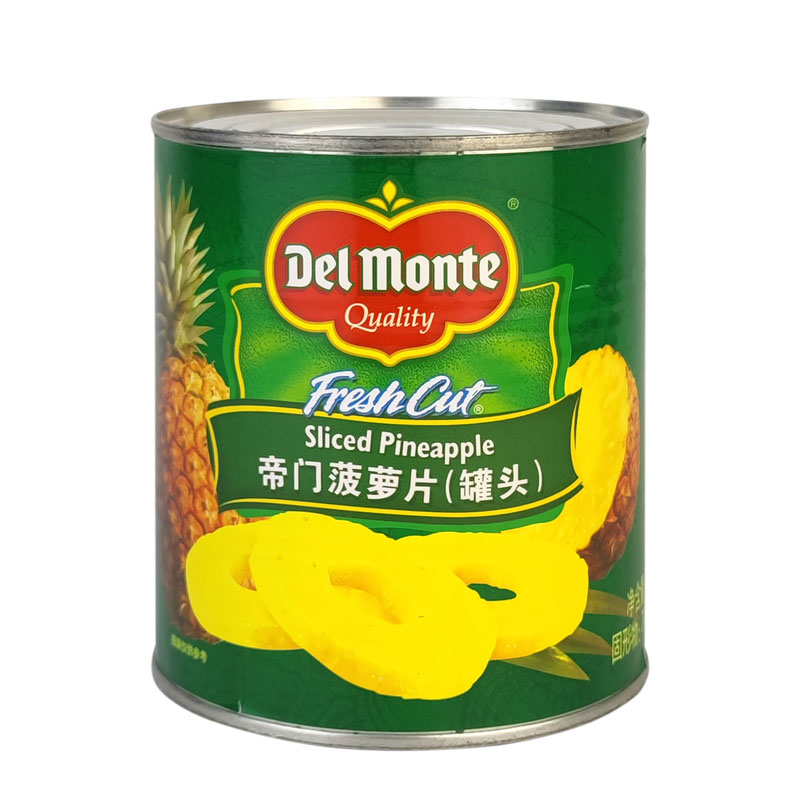 进口DelMonte糖水菠萝圆片罐头836g24罐地扪帝门菠萝汉堡蛋糕披萨 - 图3