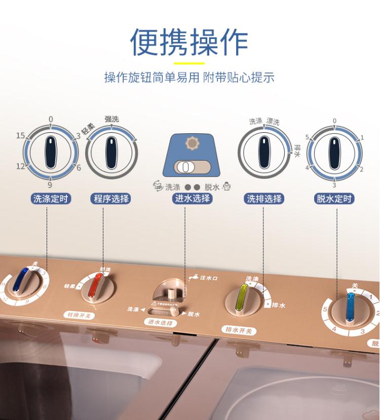 家用半自动洗衣机30/50公斤不锈钢大容量双桶双缸杠大型老式医院