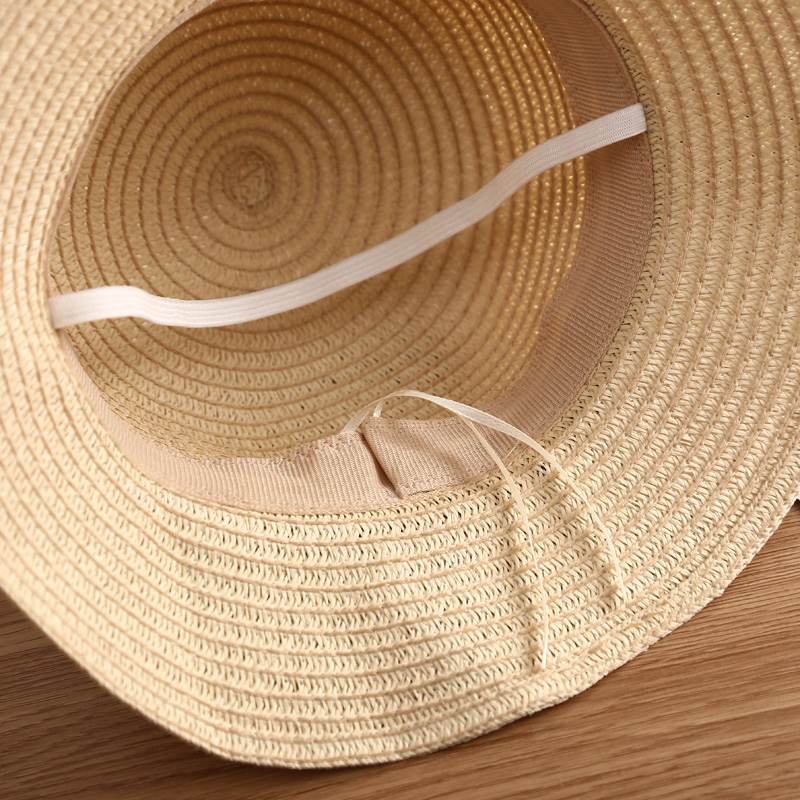 草帽女夏天百搭遮阳帽防晒帽太阳帽出游度假海边大沿帽可折叠凉帽-图2