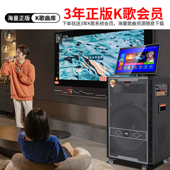 爱博声家庭户外一体机广场舞k歌音响家用KTV专业音响移动拉杆音箱