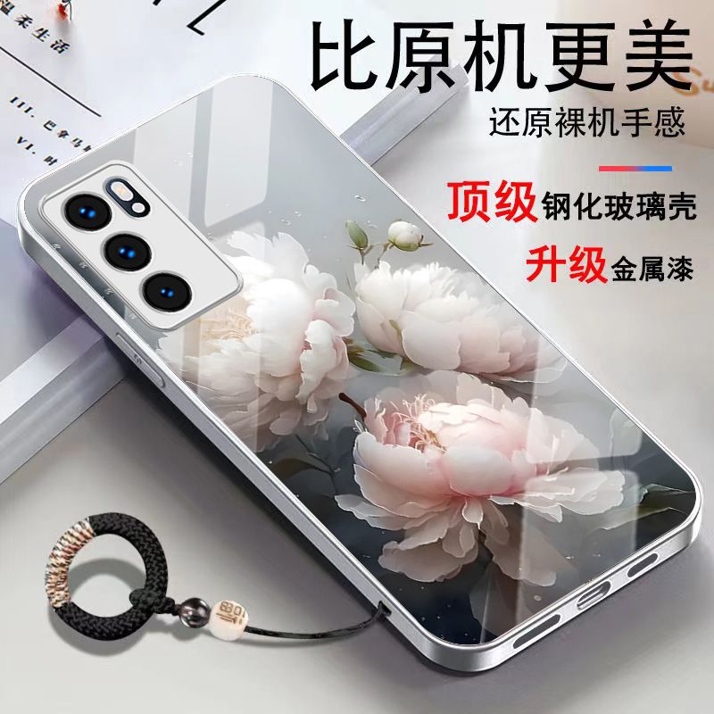 七彩花朵适用oppoReno6手机壳新款reno6pro创意时尚个性reno5高级感reno4pro玻璃5por全包镜头潮牌4se保护套 - 图3