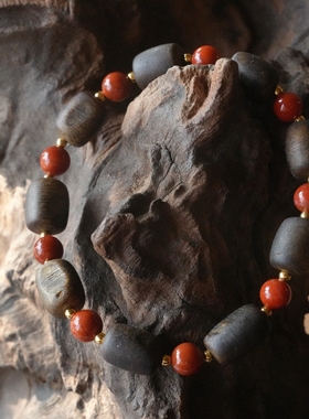 大仙的串儿《锦年》海南绿奇楠沉香手串南红手链小众精致原创设计